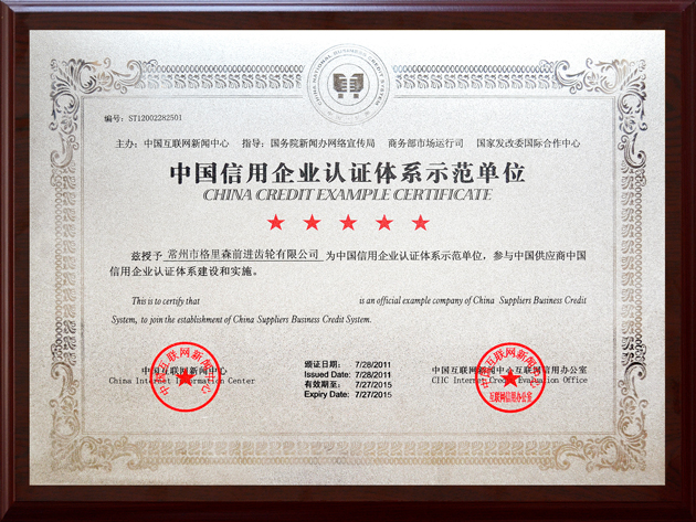 China credit enterprise certification system demonstration unit